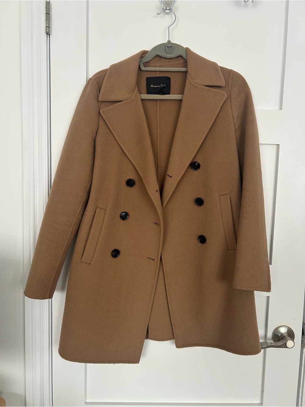 Massimo Dutti Camel Double-Breasted Pea Coat